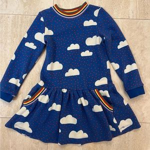 Mini Boden size 6-7Y sweatshirt dress rainbow clouds